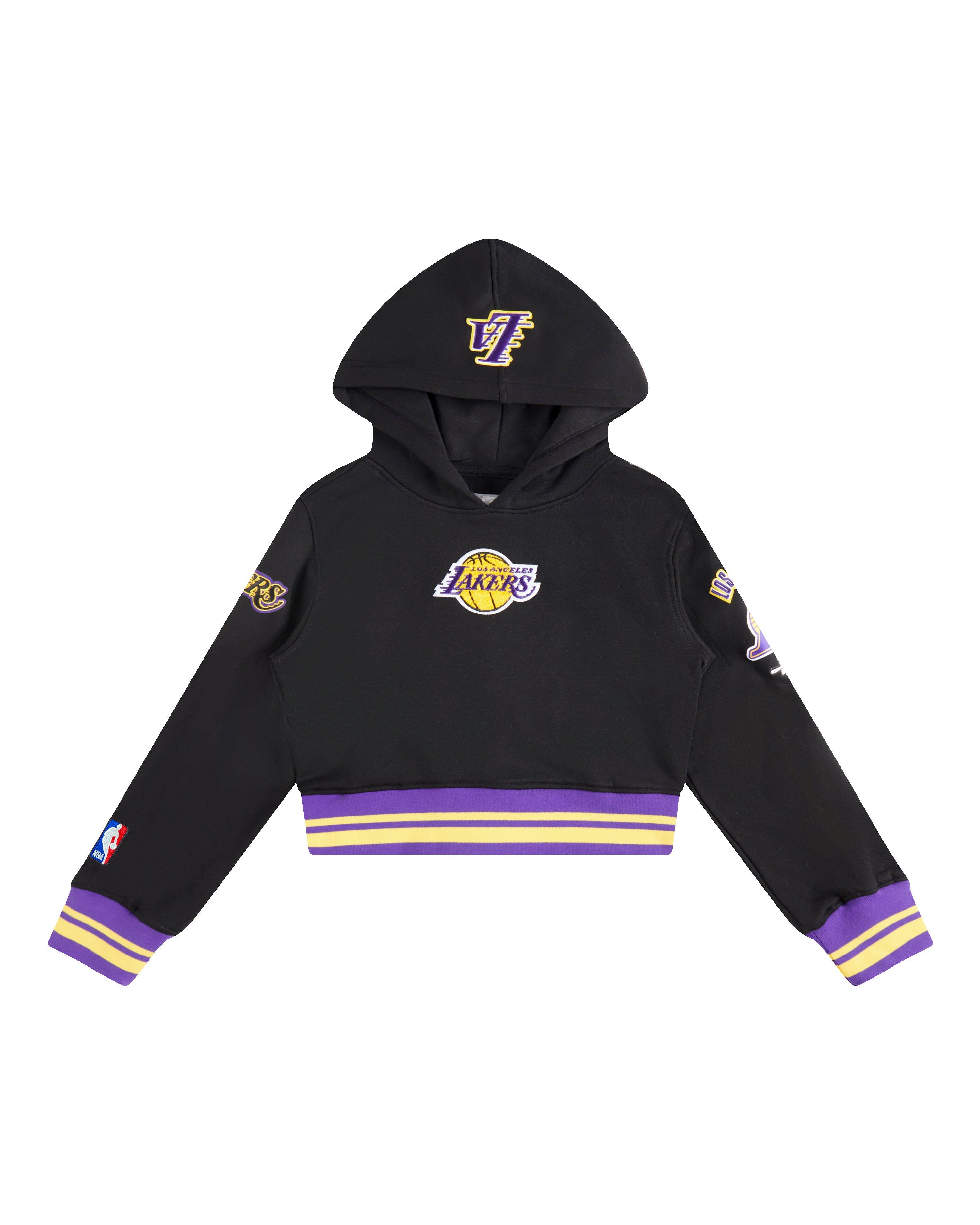 Pro Standard Little Girls' NBA Los Angeles Lakers Retro Rib Fleece PullOver Hoodie - Black/Purple - BLACK/PURPLE